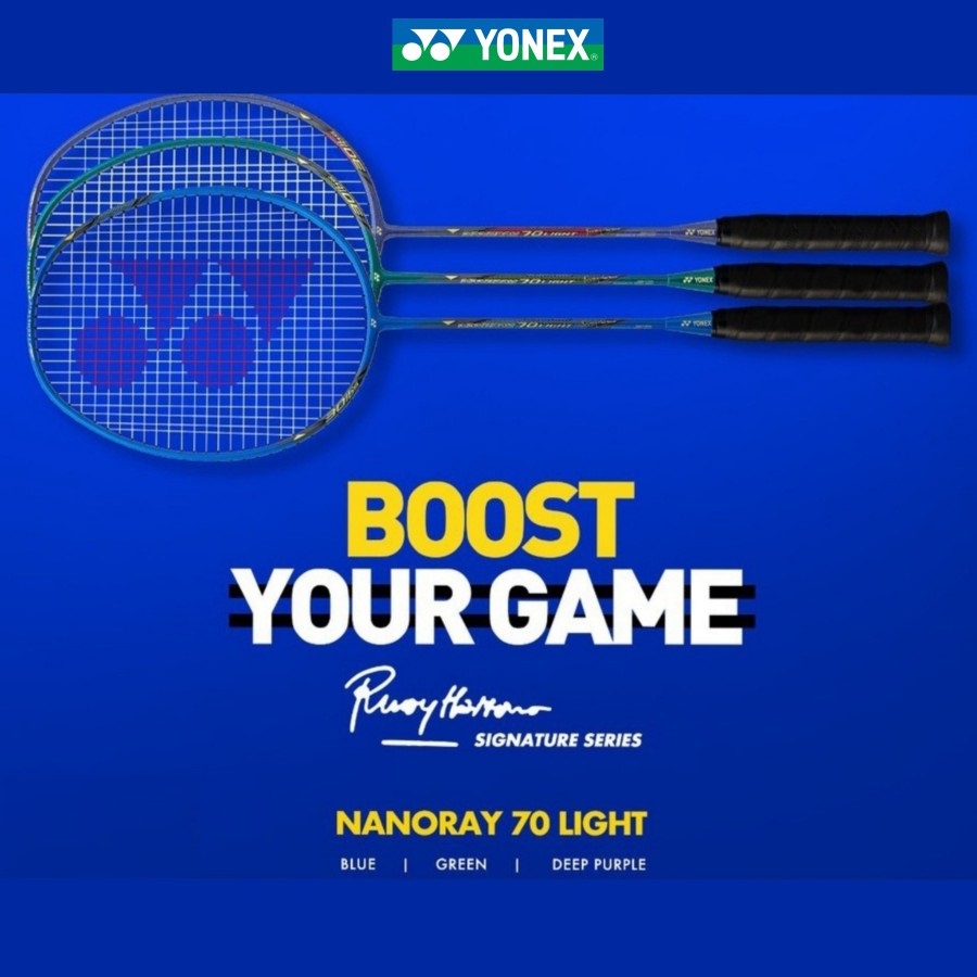 Full Set Raket Badminton Yonex Nanoray 68 dan 70 Light 5U G5 - Green BONUS Sports T-Shirt
