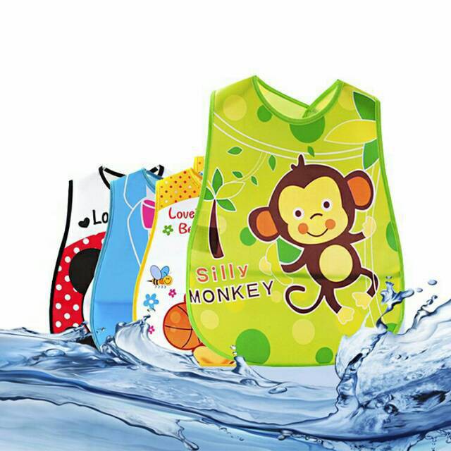 Celemek Plastik Waterproof Bayi Bib Slabber Tatak iler Apron Alas Makan Slaber Plastik