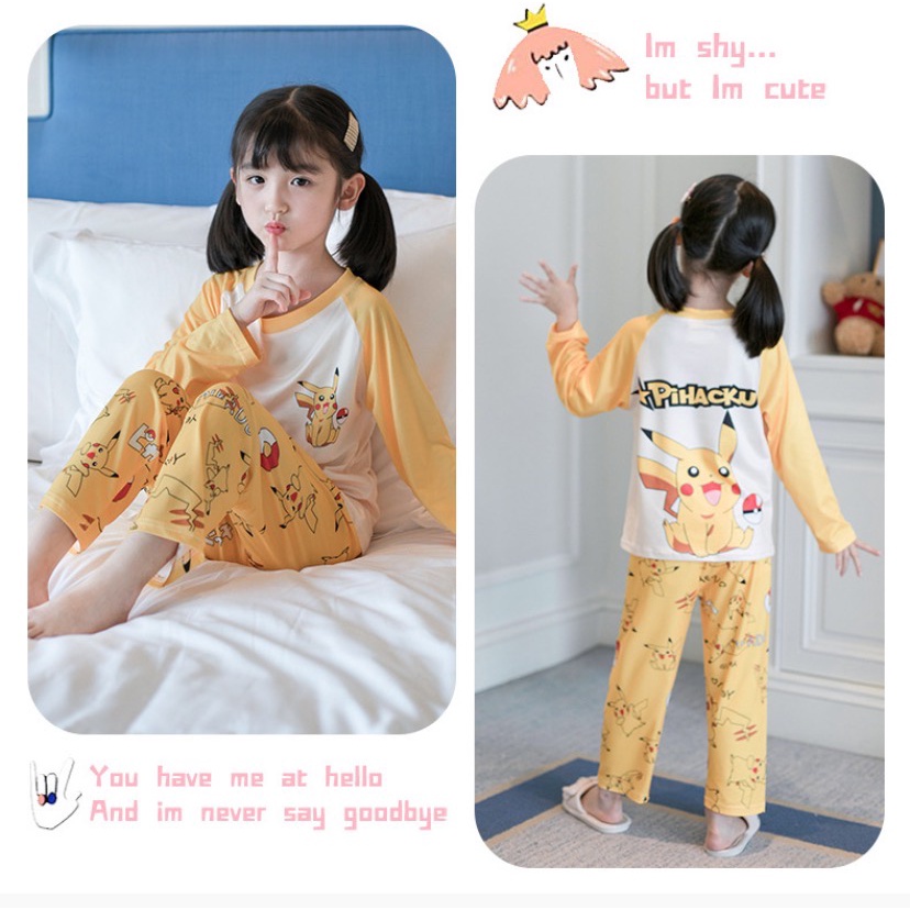 【Happy Baby】3-11Tahun Piyama Setelan Baju Tidur Anak Perempuan Cewek Karakter Lengan Panjang Celana Panjang S-03