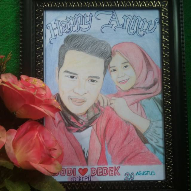 Lukisan wajah pensil warna 100% handmade