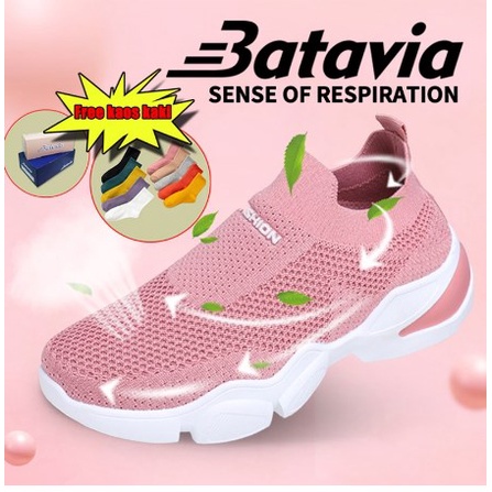 hitam merah muda sepatu kanvas wanita rajut sepatu wanita sepatu tanpa tali hitam Sepatu Wanita Spor