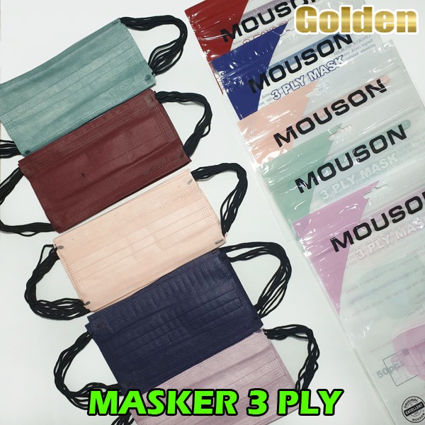 Alkindo / C Care / Mouson Masker Earloop 3 Ply 3ply / Medical Mask / Protection Face Mask isi 50