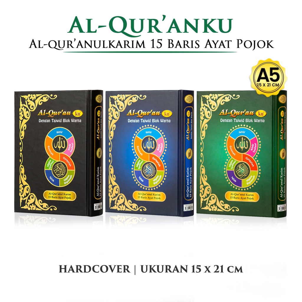 Alquran Kecil Terjemah Al Quranku Tajwid Blok Warna A5 Al quran Non Terjemahan 15 Quran Baris Ayat P