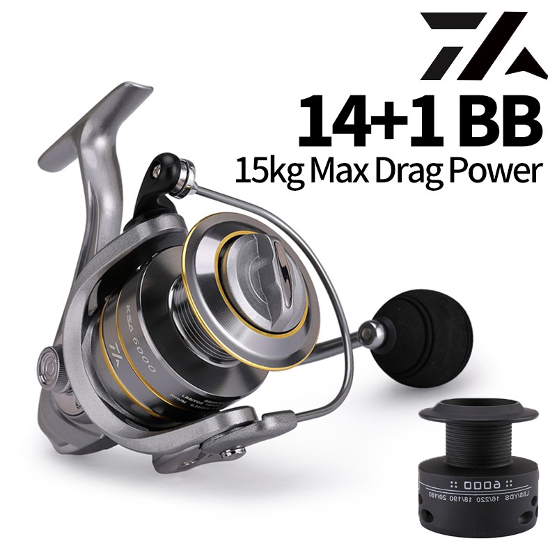 Reel Pancing Maguro Reel Pancing Laut besar Fishing Reel Reel Pancing Laut Reel Pancing 14+1BB 5.5:1 Double Spool Reel Metal Reel Pancing Laut Murah Reel Pancing mini Reel Pancingan Reel Murah 15kg Max Power