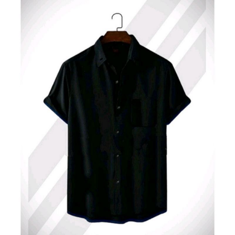 ORIGINAL Baju Kemeja Polos Pria Lengan Pendek Kasual Slim Fit