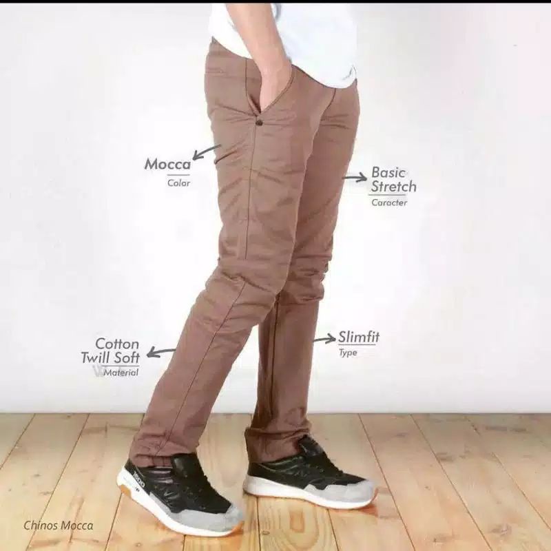 CELANA CHINO ORIGINAL - ORIGINAL PRIA- CHINOS PANJANG PRIA - SLIM FIT STRETCH CASUAL - ERIGO PANJANG
