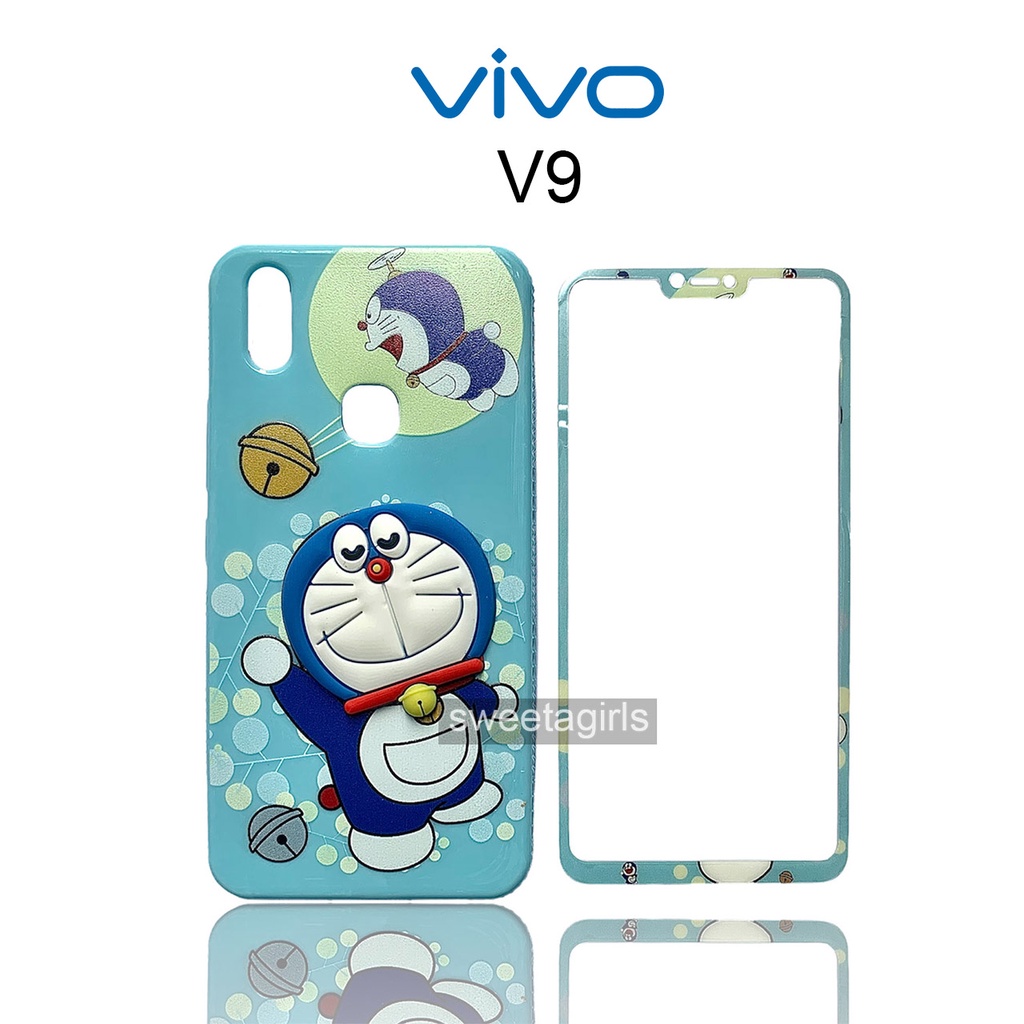 Casing Silikon Jelly Lucu dengan Antigores untuk Vivo V9  - Boneka Karakter Timbul - sweetacase.id - Softcase / COD / Casing Terbaru - Karakter Lucu - Casing Imut - Kesing Hits - Case Gemoy - Kesing - Aesthetic Stitch - Doraemon