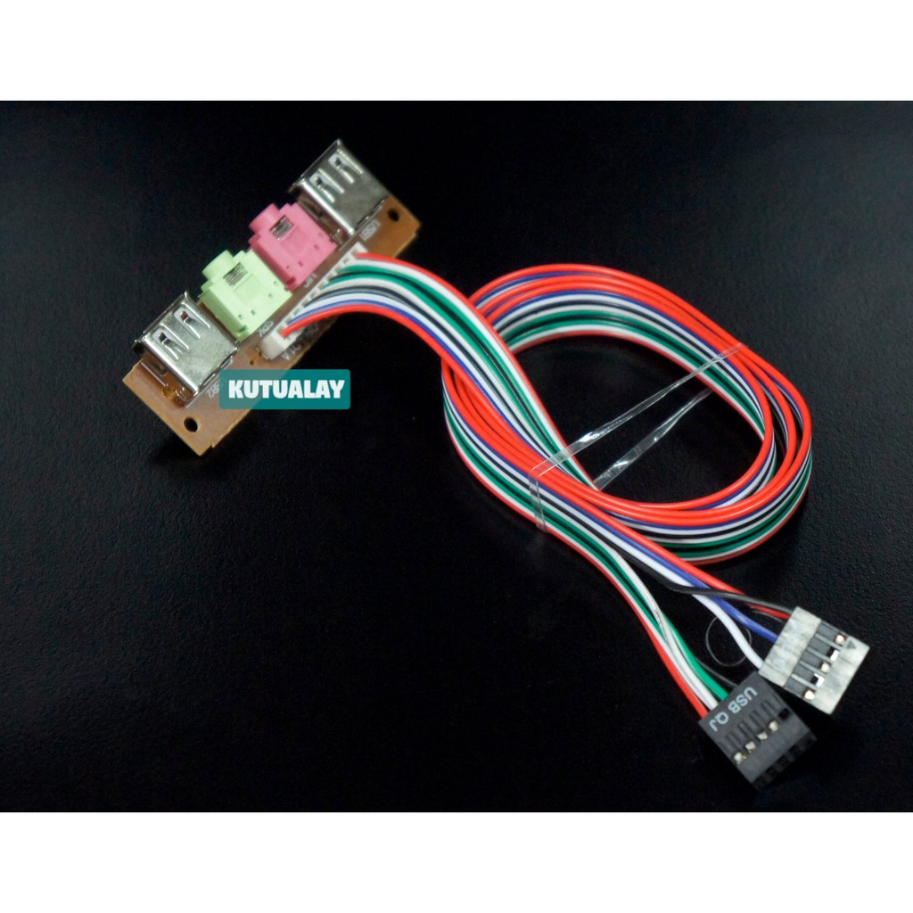 Kabel Front Panel USB Audio Komputer CPU PC Computer 2 Port USB 2.0 Jack Sound 3.5mm Mic Headset