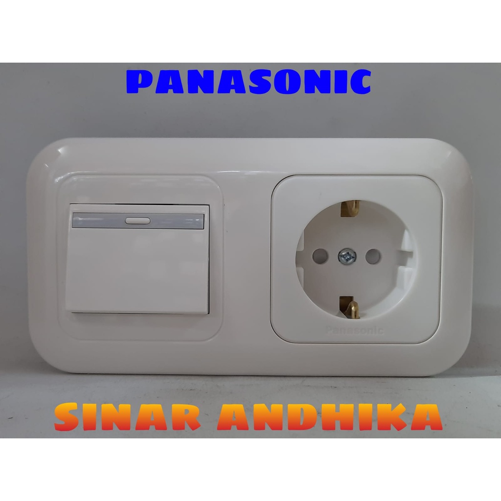 Stop Kontak Panasonic Cp+Saklar Single Lebar Putih Wejp11212+Wej5541