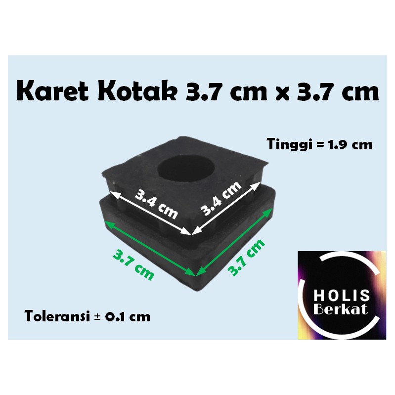 Kaki Karet Kotak Untuk Alas Meja &amp; Kursi Ukuran 3.7 cm x 3.7 cm HITAM