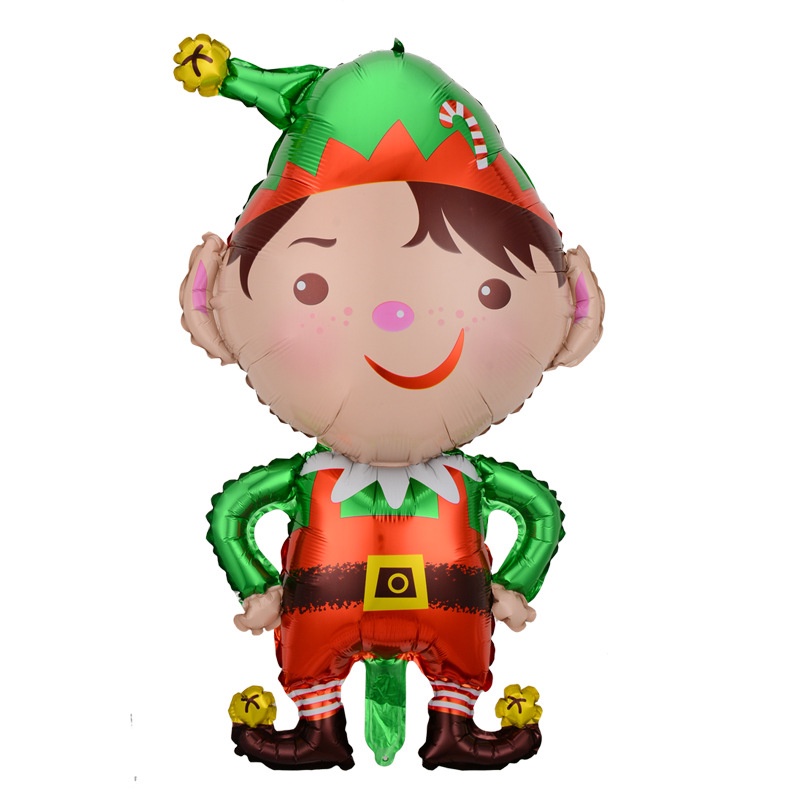 1 Set Balon Aluminum Foil Desain Santa Claus Elk Green Hat Little Boy Untuk Dekorasi Pesta Natal