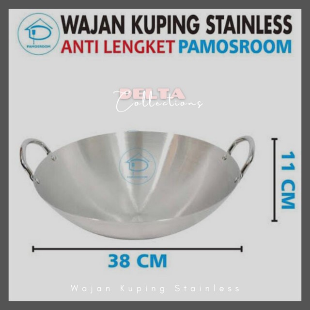 Jual Wajan Kuping Stainless ANTI LENGKET 38 Cm Shopee Indonesia