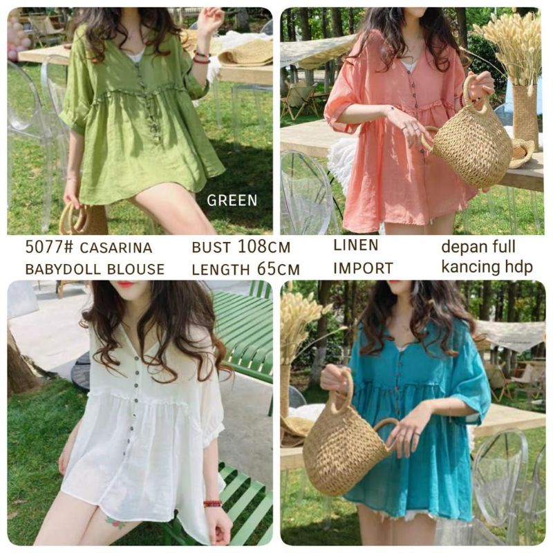 MDLV ~ 5077# Casarina Babydoll Blouse Atasan Blouse Babydoll Import