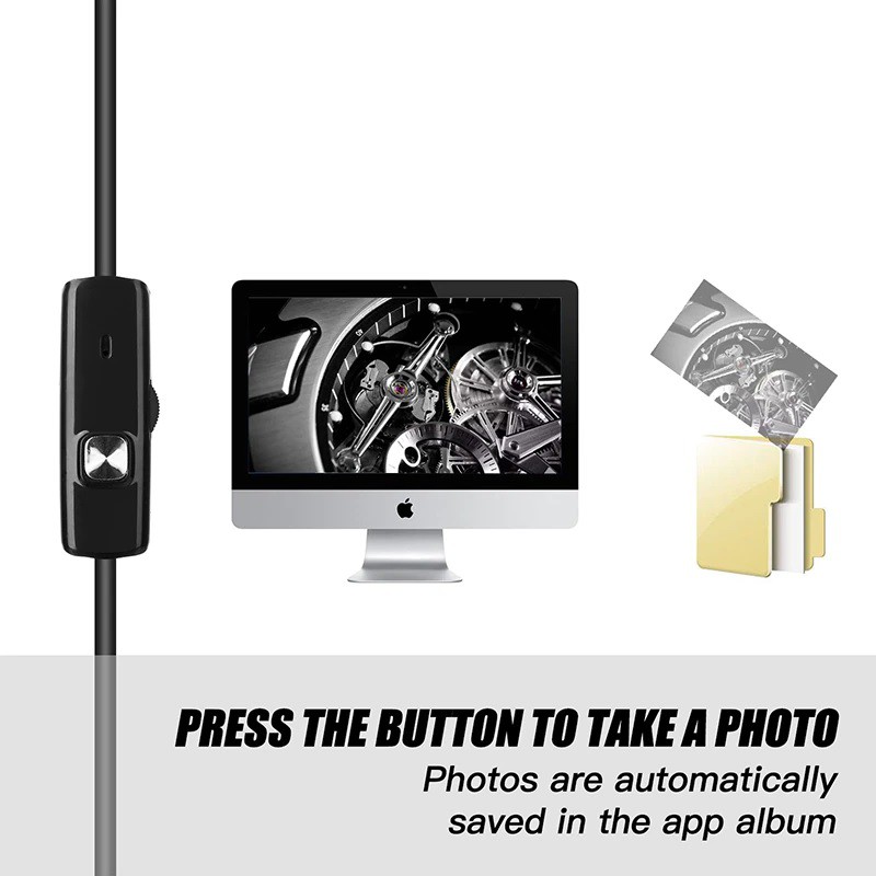 Soft Wire 3 in 1 720P Endoscope - 3.9mm Lens and IP67 Waterproof - 1M