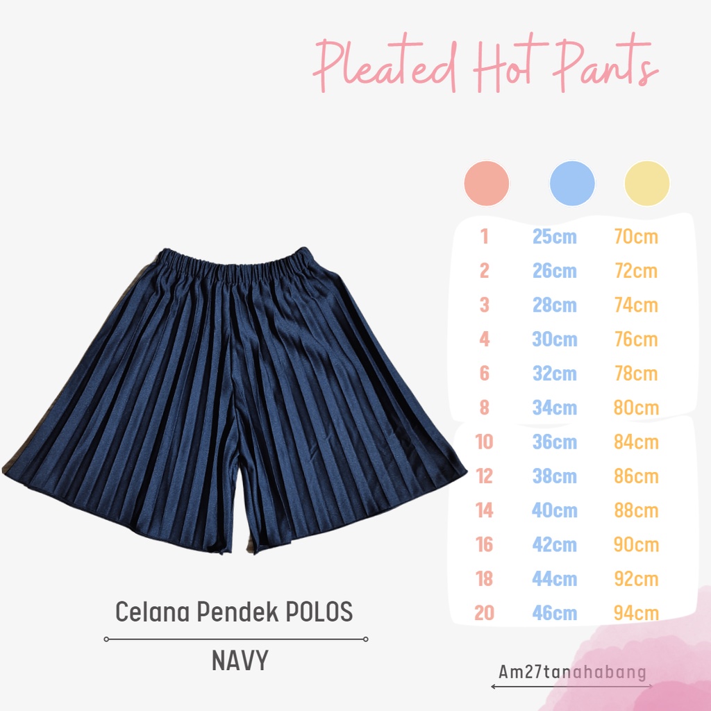 Celana Pendek Plisket POLOS Anak 1-12 tahun Pleated Pants - C007 NCAM