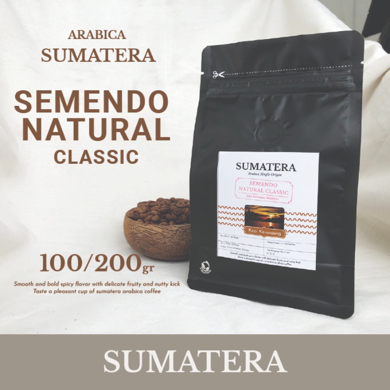 

Arabica Sumatera Semendo Natural Classic Kopi Bean, Bubuk 100-200gr