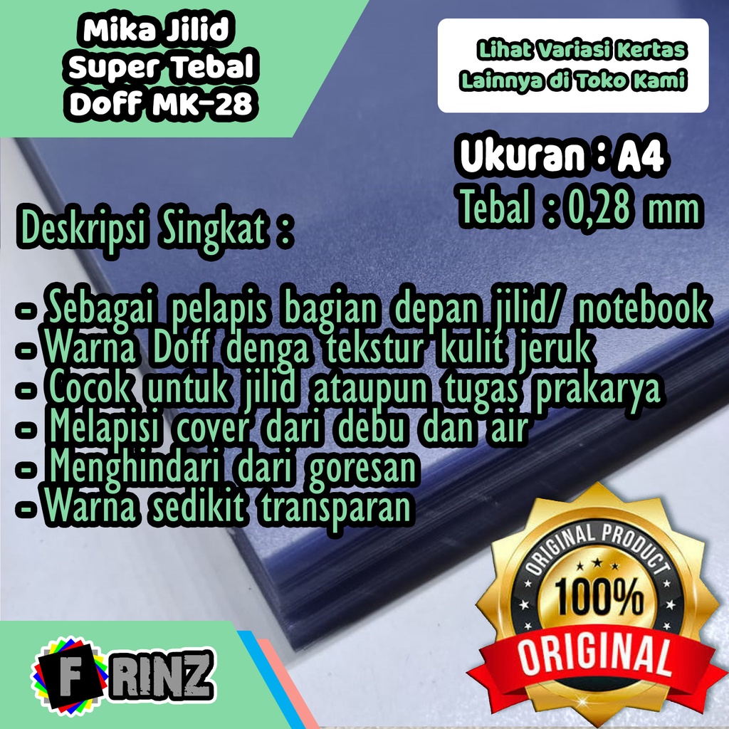 

Plastik Mika Jilid Super Tebal A4 A5 Doff MK - 28 Mika Film 0,28 mm