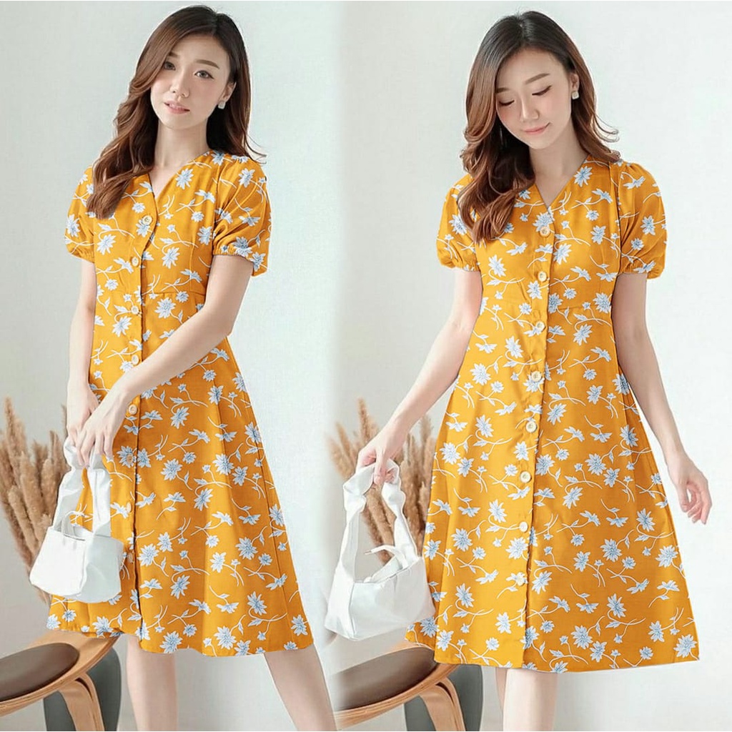 [HNFK] Dress Summeria / Dress Wanita / Dress Chantik / Dress Panjang Korea / Dres / Baju Dres Motif Terbaru