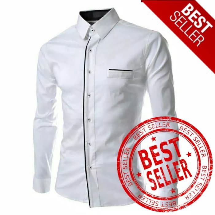 KEMEJA PRIA - KEMEJA POLOS - KEMEJA FORMAL - BAJU KANTOR - SLIM FIT - PUTIH