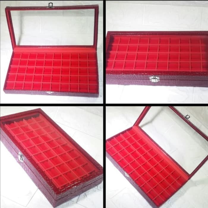 Kotak batu cincin akik permata isi 50 tutup kaca