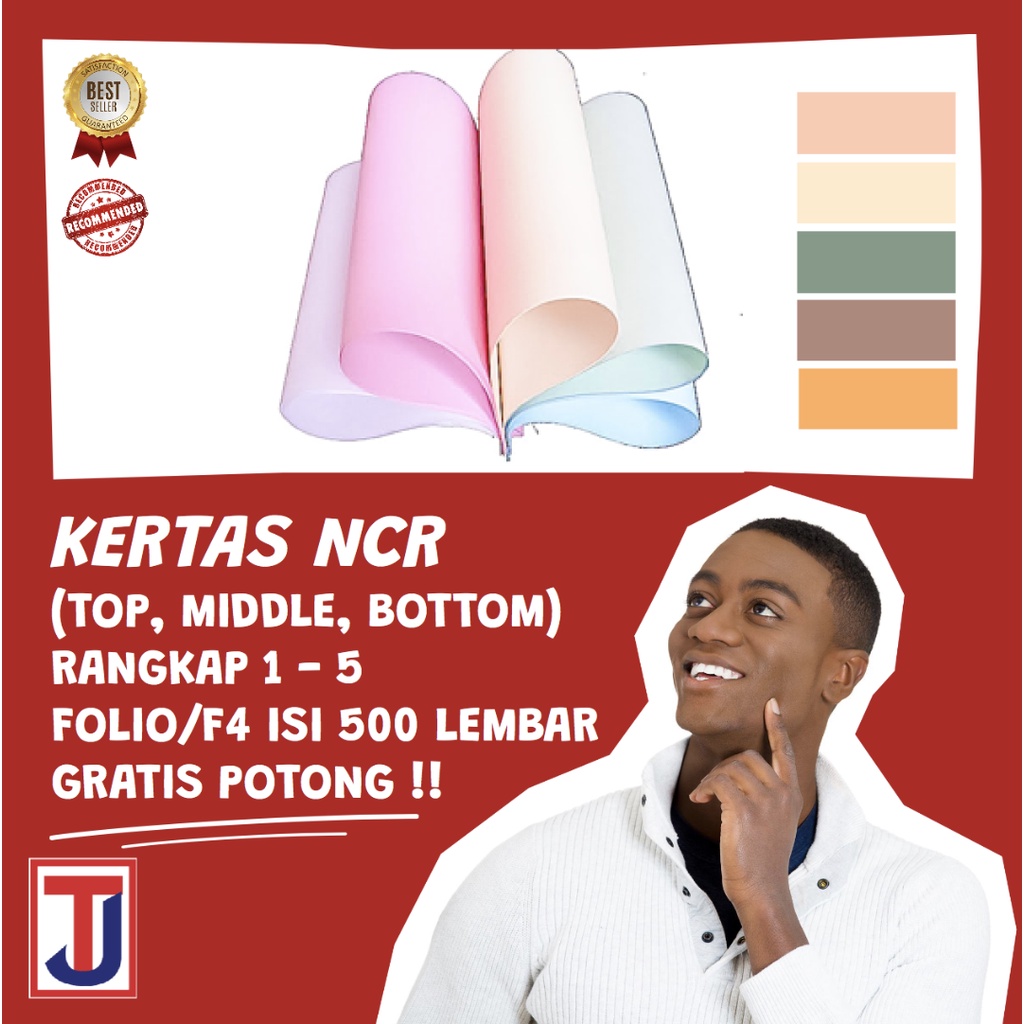 

Kertas NCR Multi Copy / Multicopy Top Middle Bottom 1-5 Ply Ukuran Folio F4 /A4 isi 500 lembar warna putih / pink / kuning / hijau / biru