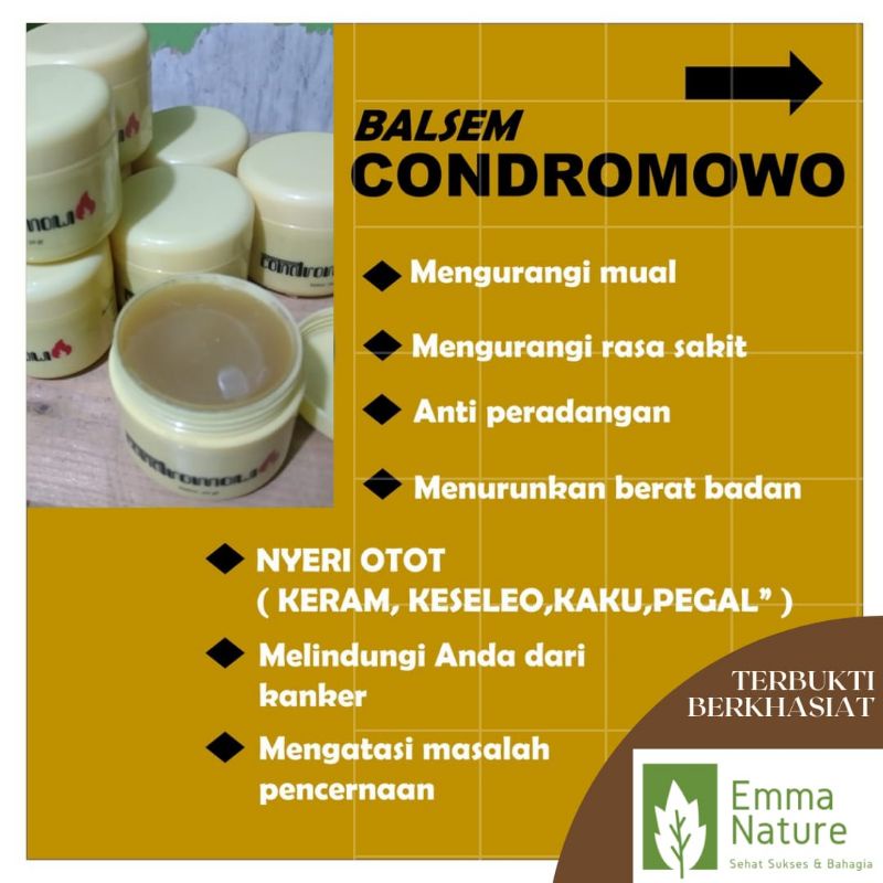 Balsem Herbal Organik Condromowo Kualitas Premium Mengatasi masuk angin, pegal linu, rematik dll