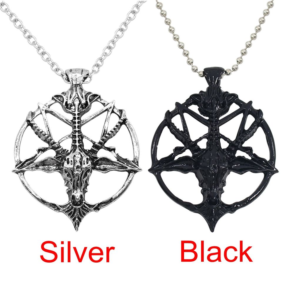Kalung Liontin Pentagram Kepala Tengkorak Kambing Pan God Bahan Alloy Multicolor Gaya Vintage Untuk Unisex