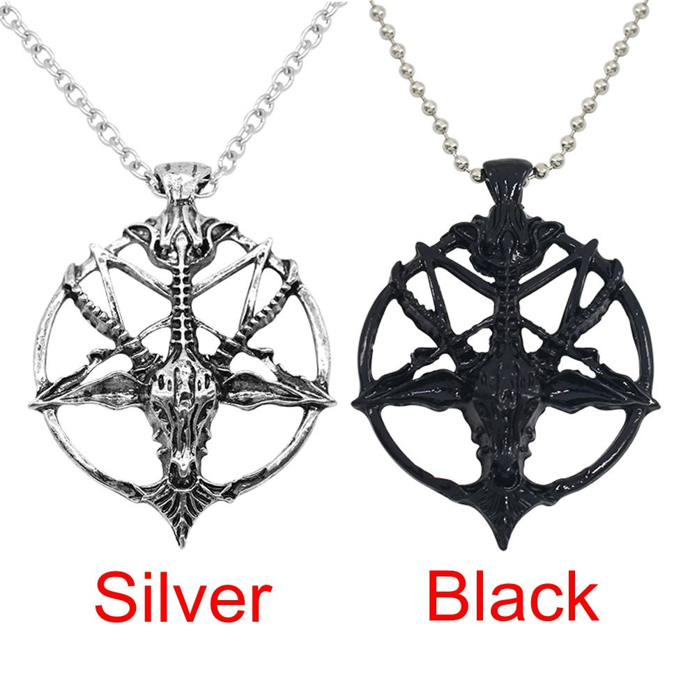 Kalung Liontin Pentagram Kepala Tengkorak Kambing Pan God Bahan Alloy Multicolor Gaya Vintage Untuk Unisex