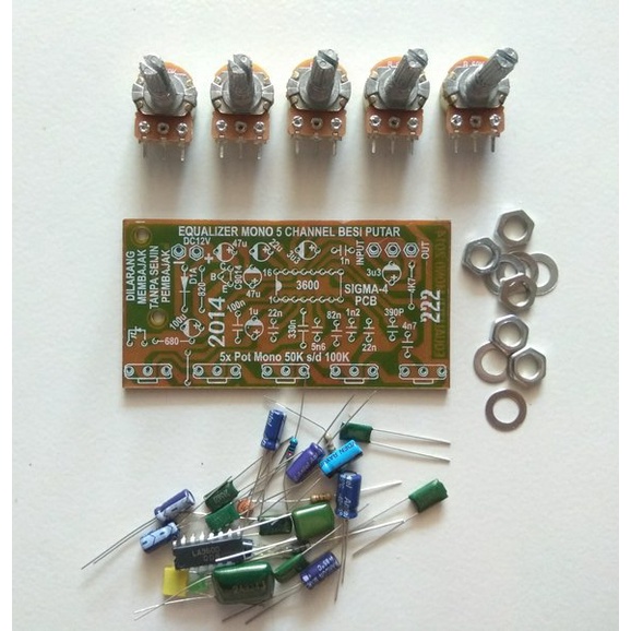 Equalizer Tone Control 5 Potensio Mono DIY Kit