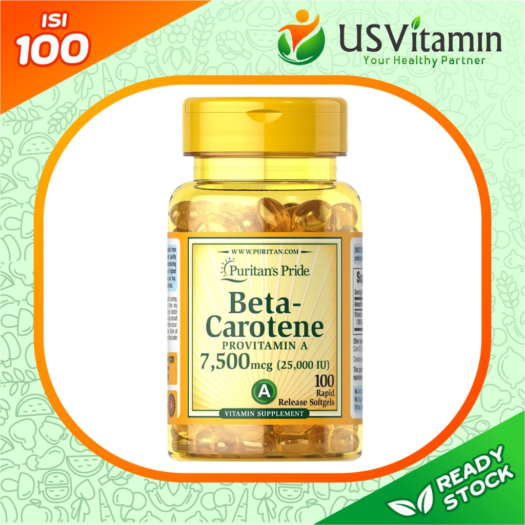 Jual Puritan's Pride Vitamin A Beta Carotene 7.500 mcg 25.000 IU