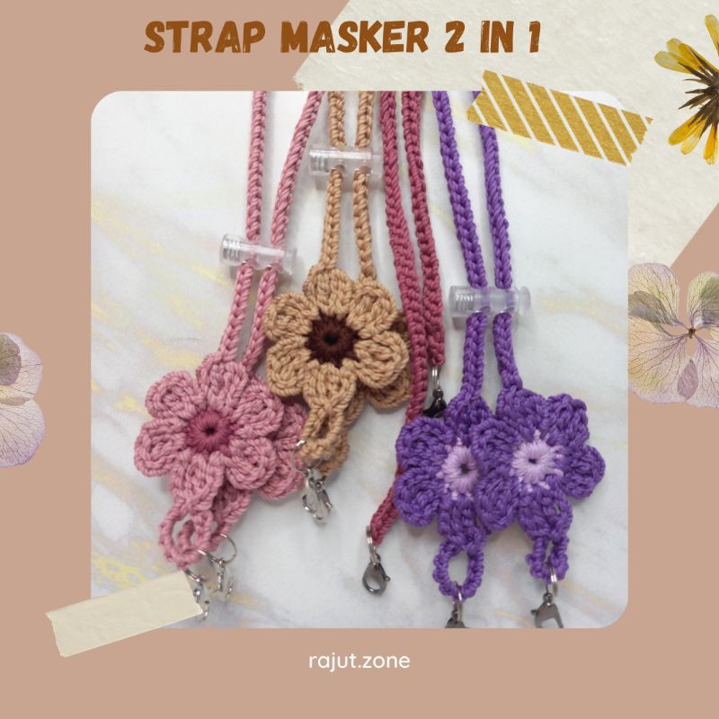 STRAP MASKER 2 IN 1/ STRAP MASKER READY / STRAP MASKER 2 IN 1 HANDMADE/ STRAP MASKER RAJUT 2 IN 1