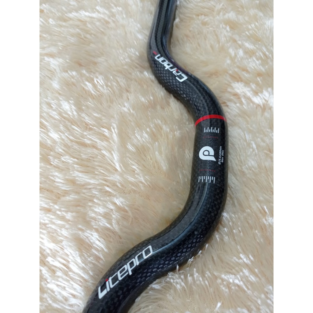 Handlebar Midrise Litepro Carbon Hitam Gloss Original Superlight 25.4 mm PRO Riser Sepeda Sepeda