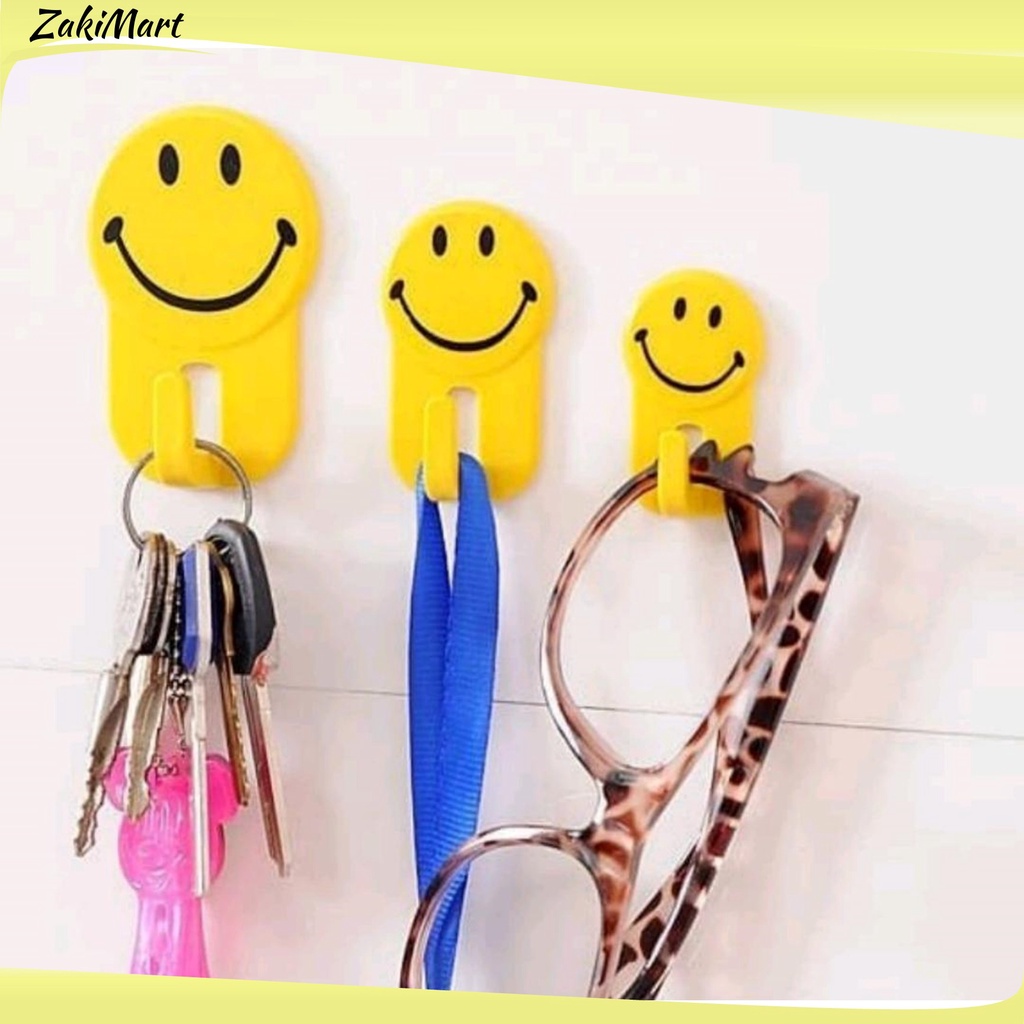 GANTUNGAN TEMPEL DINDING KARAKTER SMILE 3 IN 1 STICKY HOOK KARAKTER