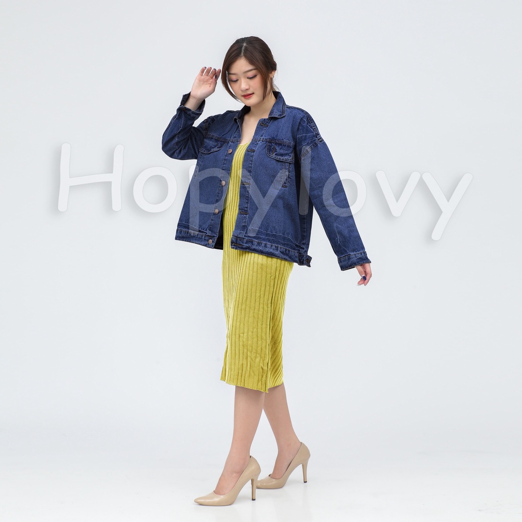 HOPYLOVY Jaket Jeans Wanita Oversize Blue Ellena
