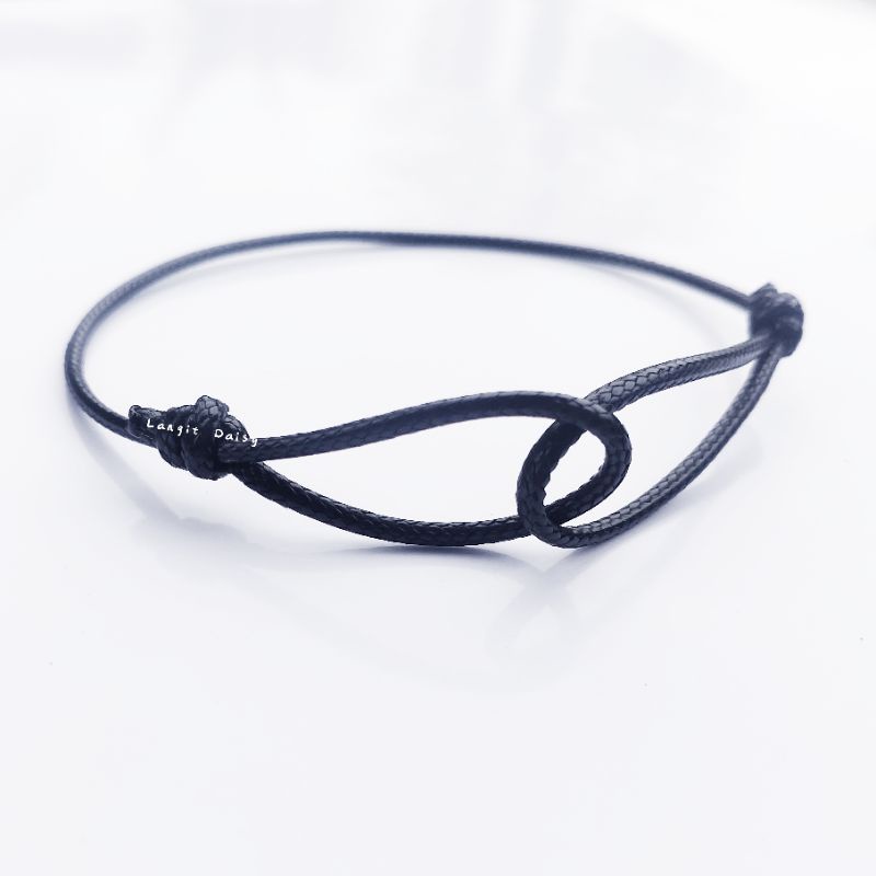 Gelang Tali Infinity Bracelet Full Tali Hitam Waterproof Anti Gelang Korea Korean Style Adjustable Gelang Hitam Gelang Cewek Gelang Ibu Gelang Perempuan Gelang pasangan Kasual