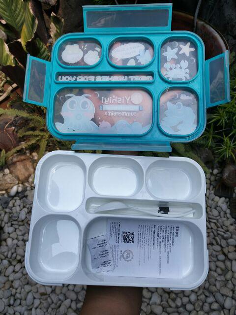 Lunch Box Yooyee Sekat 6 Anti Tunpah Type 589   Yooyee Sekat 6 Lunch Box 5 Pcs Sponge Spon