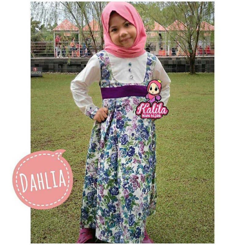 BIG SALE Gamis Anak Katun Jepang motif bunga size S usia 2 3 4 tahun