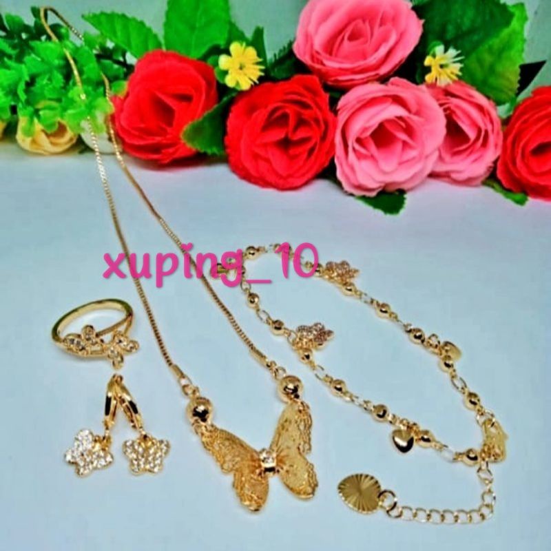 Xuping set perhiasan wanita lapis emas aksesoris fashion