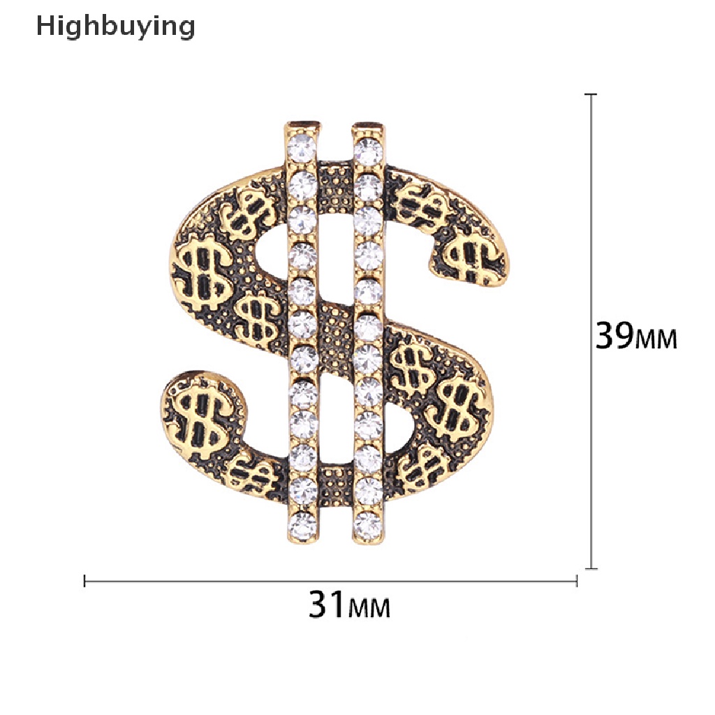 Hbid Bros Pin Vintage Hip Hop Desain Tanda Dollar Hias Berlian Imitasi Untuk Pria / Wanita