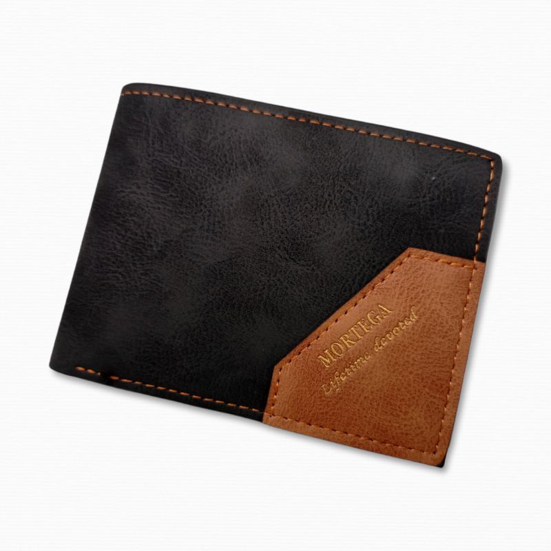 MORTEGA Dompet Lipat Kulit Pria PU Leather Wallet