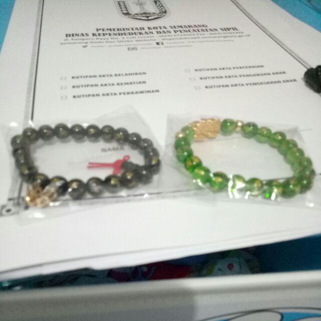  GELANG  BATU ALAM GIOK  HIJAU MANTRA BUDDHA KOMBINASI  PIXIU 