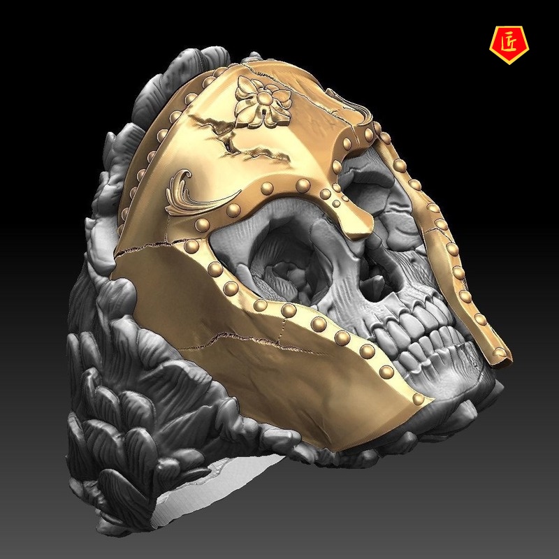 [Ready Stock]Creative Skull Mask Retro Two-Tone Ring Punk Exaggerated