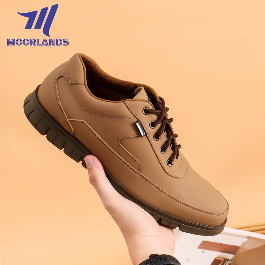 Original Sepatu Kasual Pria Kulit Sepatu Semi Formal Tali Sepatu Santai Kerja Pria MOORLANDS