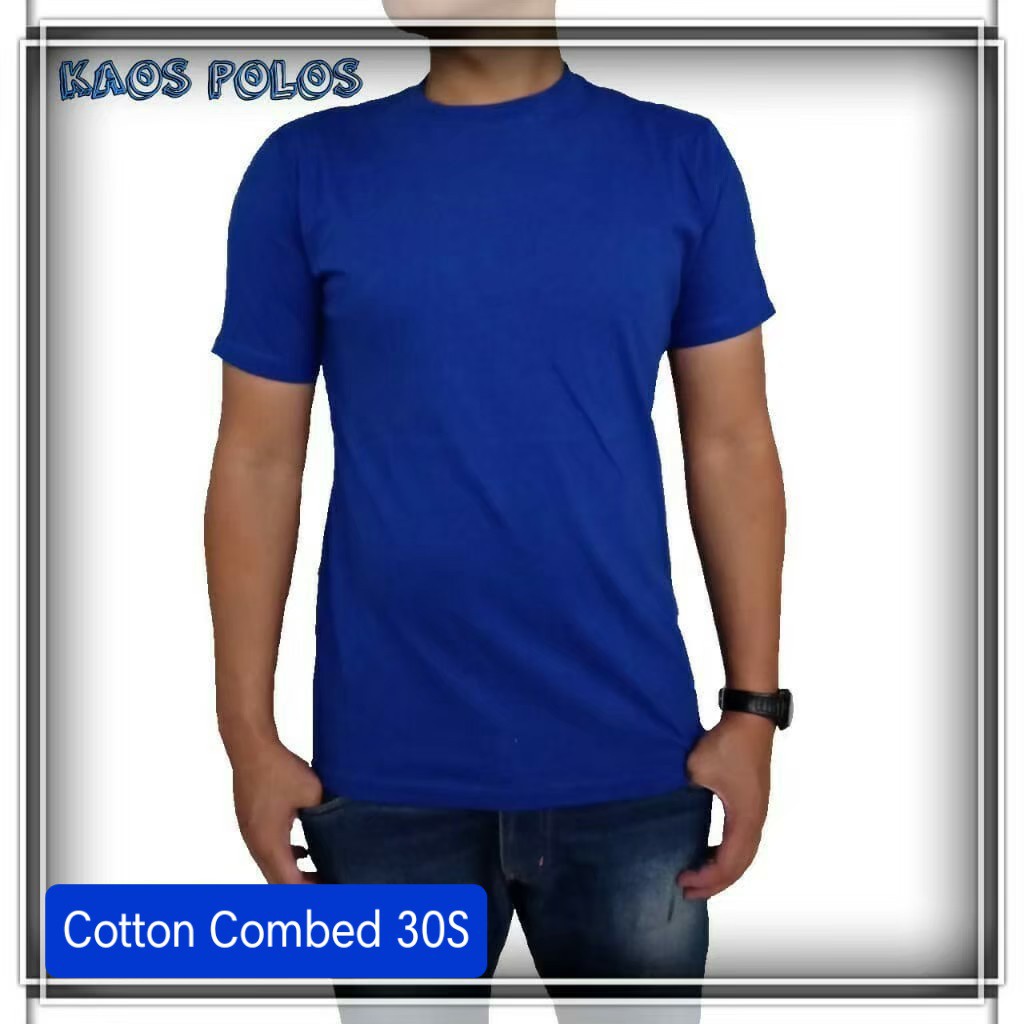 Jual Kaos Polos Cotton Combed 30s Biru Shopee Indonesia 7408