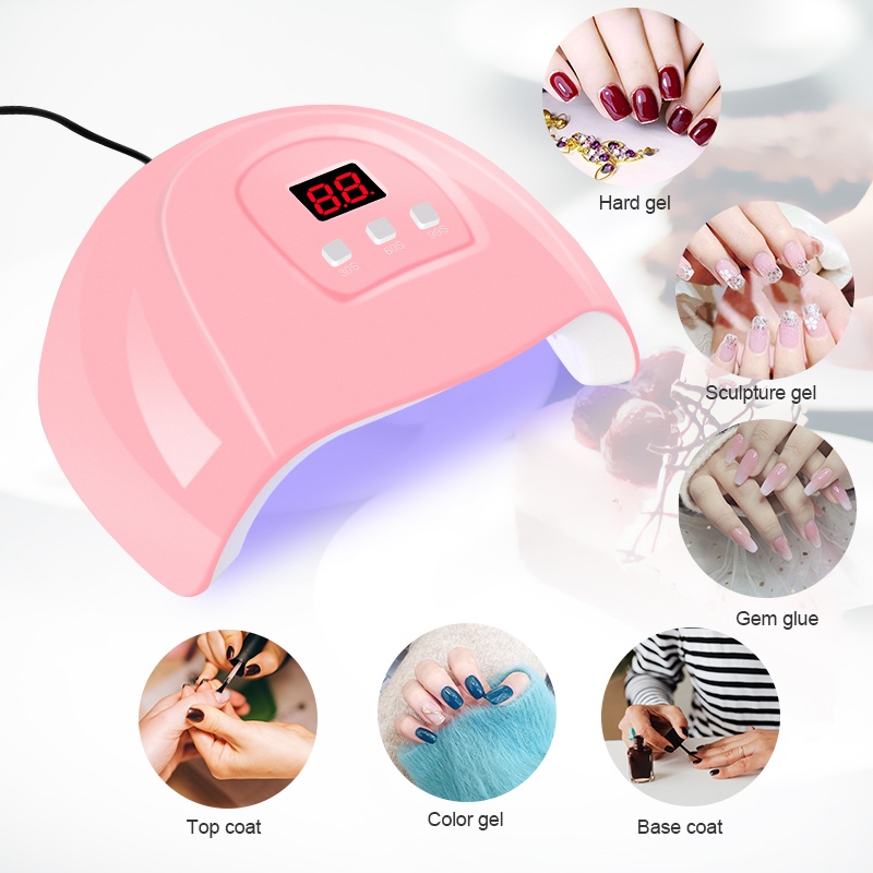 Set Lampu Kuku UV 48W dan 18 warna set gel nail art, Set Manikur Seni, Atasan dan Tidak Mengilap dengan Lapisan Dasar