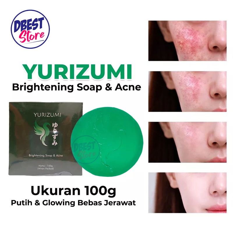 DBEST - TERLARIS !! SABUN MUKA YURIZUMI BPOM - Yurizumi Brightening &amp; Acne Soap 100% Original - Penghilang Komedo Dan Pori Pori - Pembersih Wajah Pembersih Komedo - Sabun Cuci Muka Penghilang Jerawat dan Bekasnya Flek Hitam - 100gr