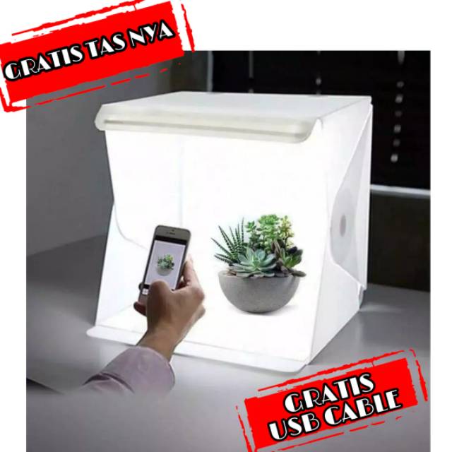 MINI FOTO STUDIO BOX LED LENGKAP + 2 BACKGROUND STUDIO PHOTO BOX LIGHTBOX LATAR STUDIO FOTO BACKDROP