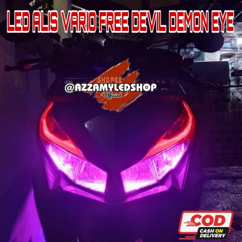 Paket lampu motor DRL alis lampu alis vario 125 vario 150 tahun 2015 2016 2017 2018 free demon eye devil eye