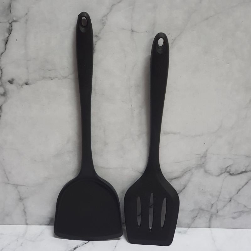 Silicone cooking utensil spatula set BLACK SERIES