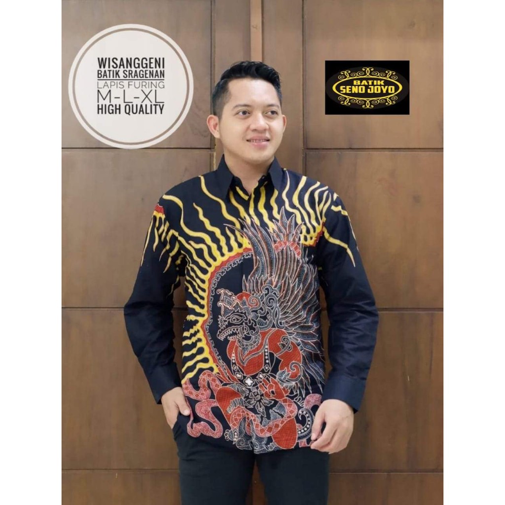 Batik Pria WISANGGENI Kemeja Full Furing Bahan Katun Sragenan